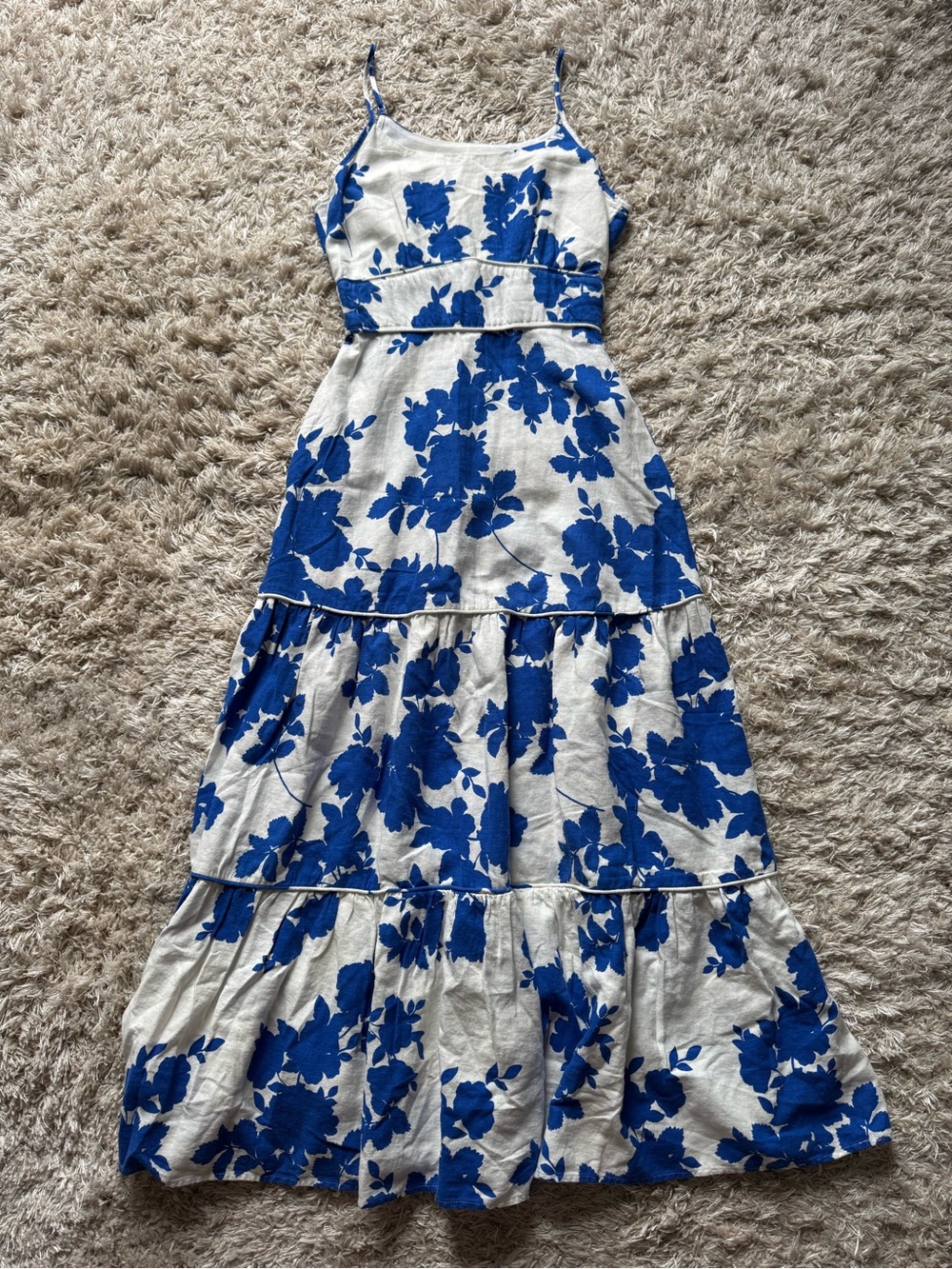 Cynthia Rowley Blue Floral Tiered Maxi Sundress